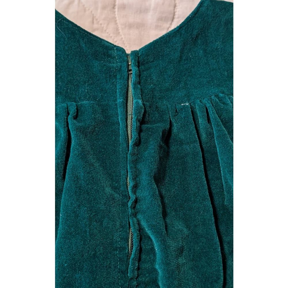 Vintage Homemade Green Velvet Embroidered Mtn. Scene Topper Juniors XS - Picture 7 of 16
